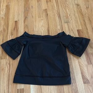 Michael Kors Elegant Eyelet Black Off-Shoulder Women's Top, Size Small